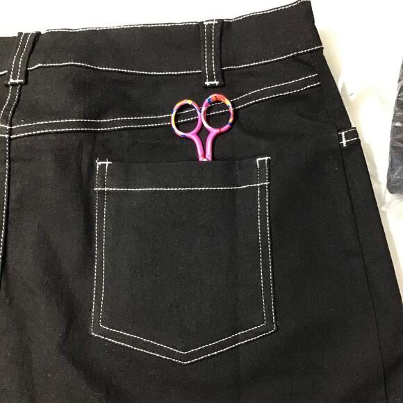 UNIQUE VINTAGE SZ 10 12 L Black White Stitch Straight Pencil Mini Skirt NWT 0B6 - Picture 4 of 7